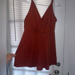 Rust Red V-Neck Romper